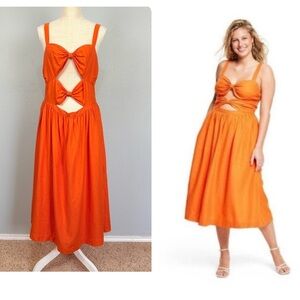 Fe Noel X Target Double Cut Out Midi Dress Orange Sz L